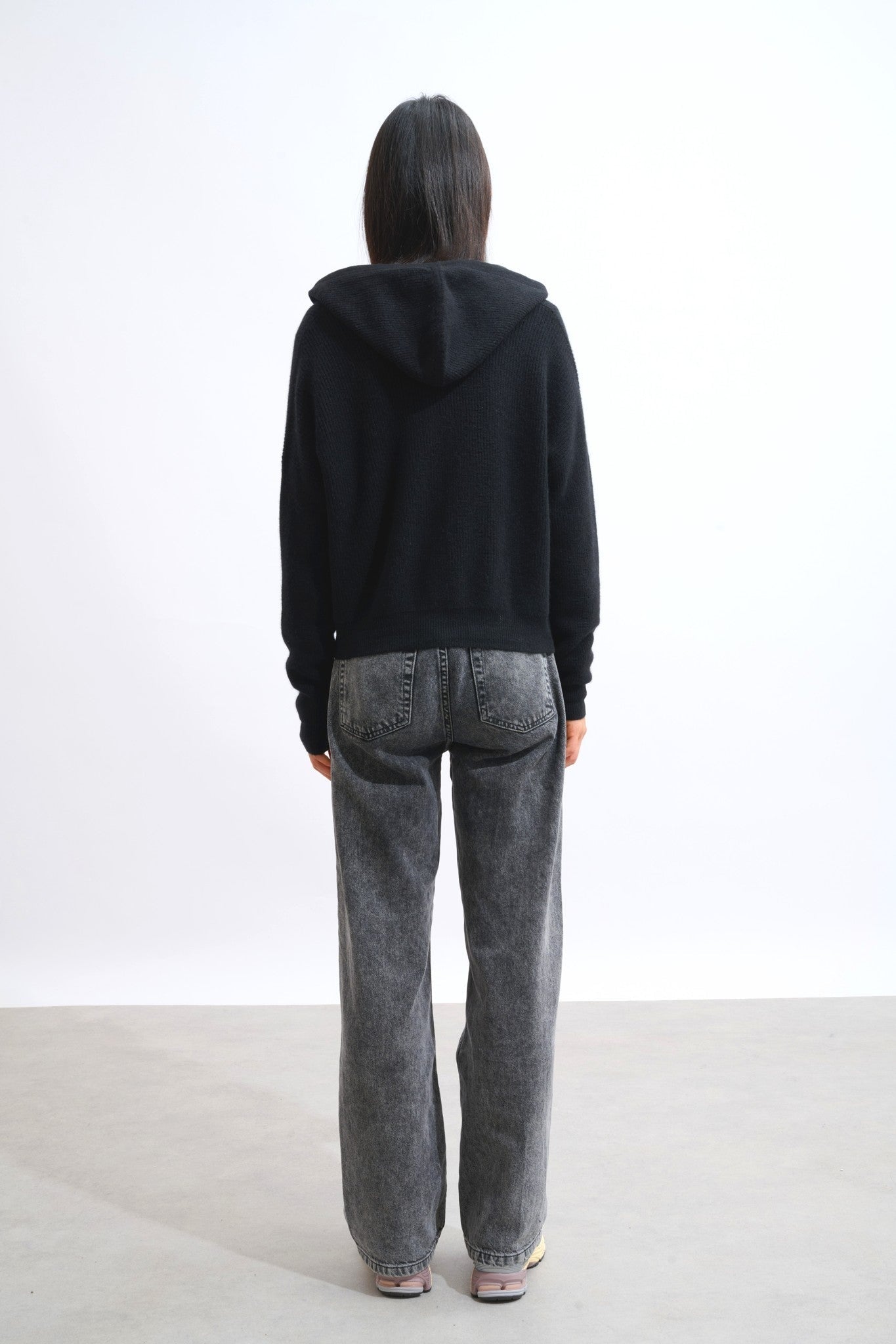 elara cardigan capuche noir 100% cachemire