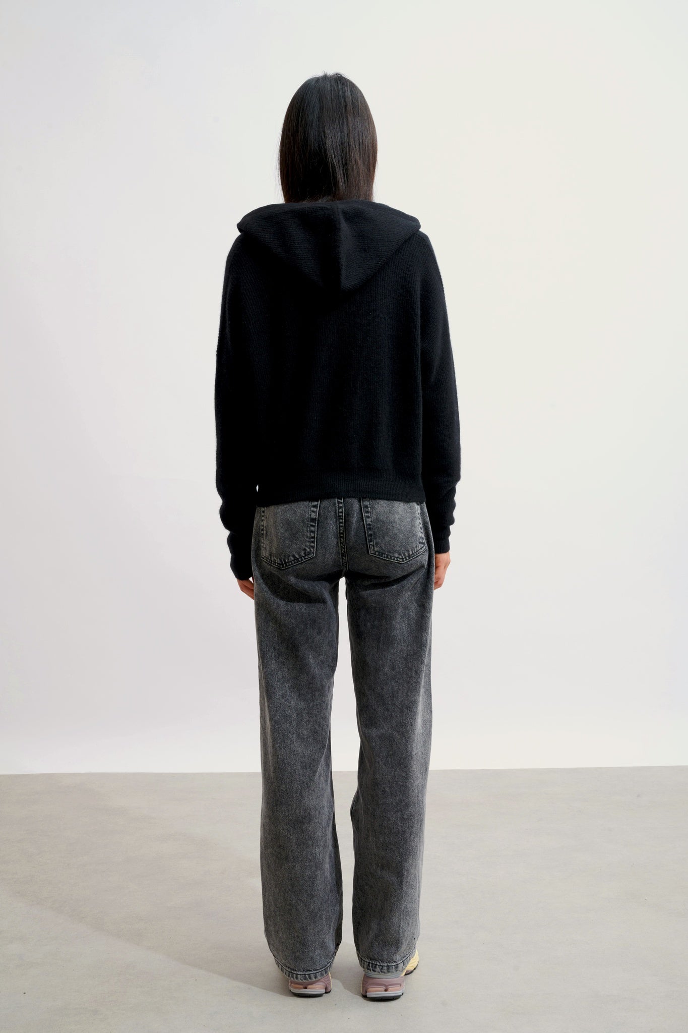 ELARA cardigan capuche noir 100% cachemire