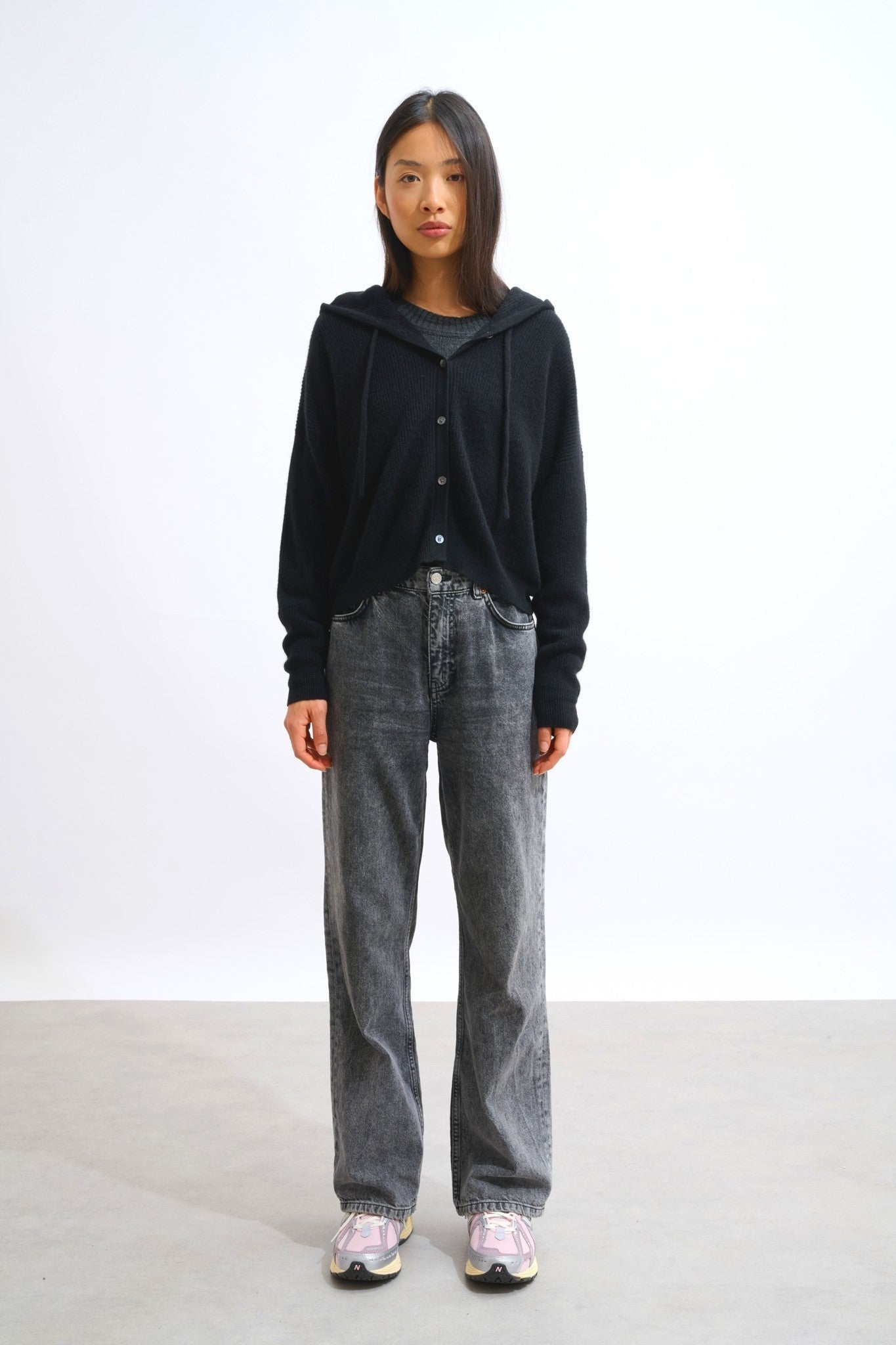 elara cardigan capuche noir 100% cachemire