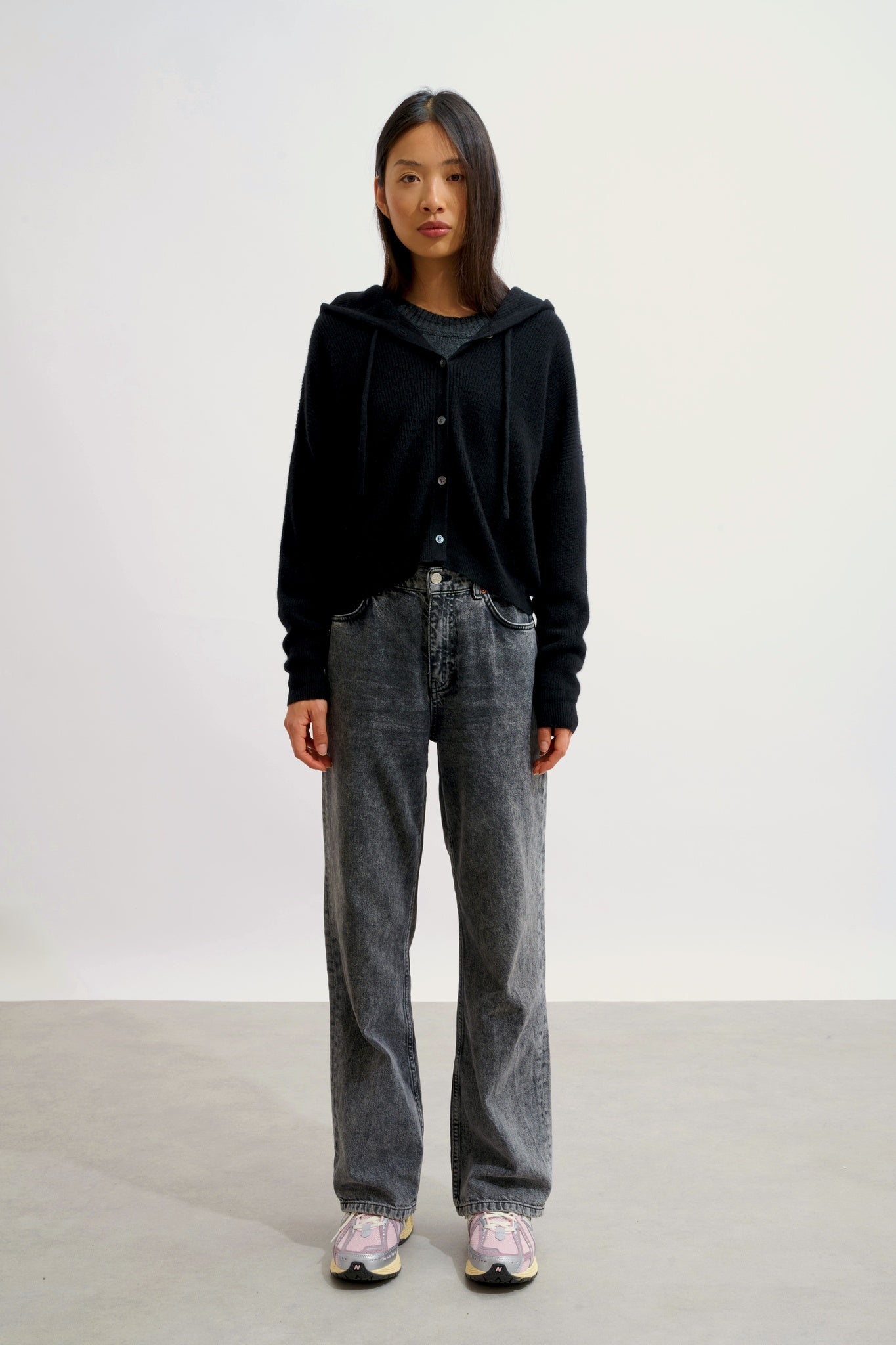 ELARA cardigan capuche noir 100% cachemire