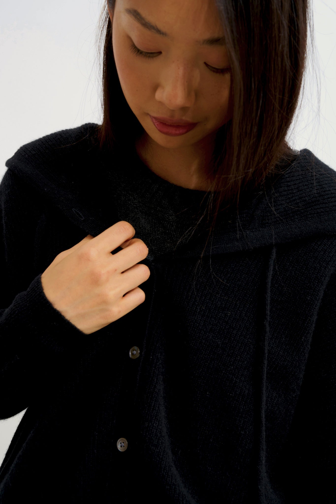 ELARA cardigan capuche noir 100% cachemire