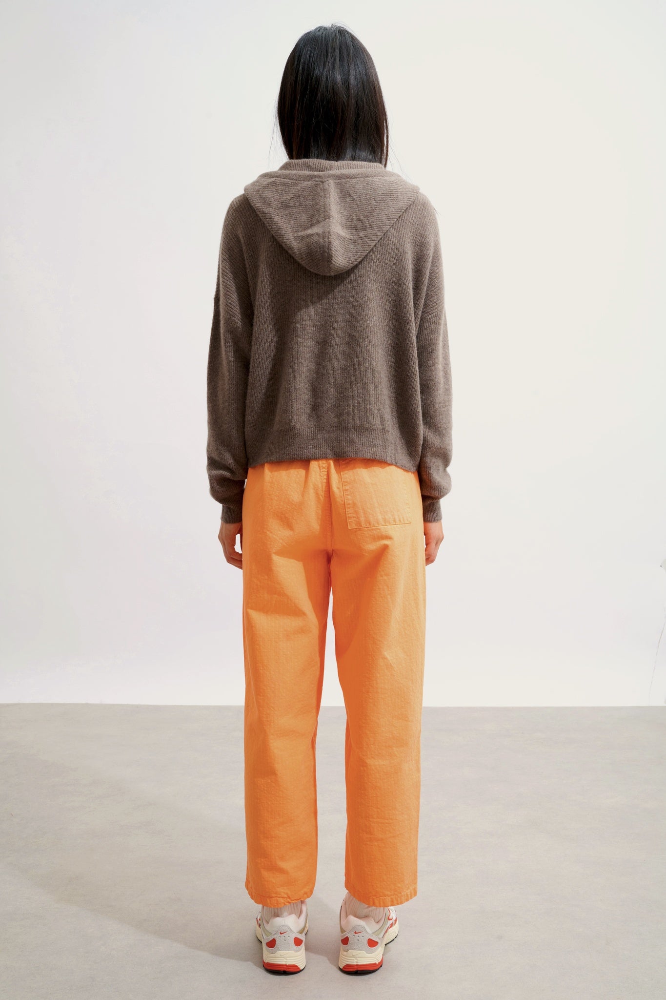 ELARA cardigan capuche taupe chiné 100% cachemire