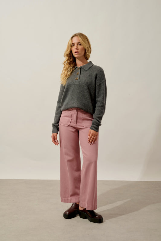 ELA polo 6 fils anthracite chiné 100% cachemire