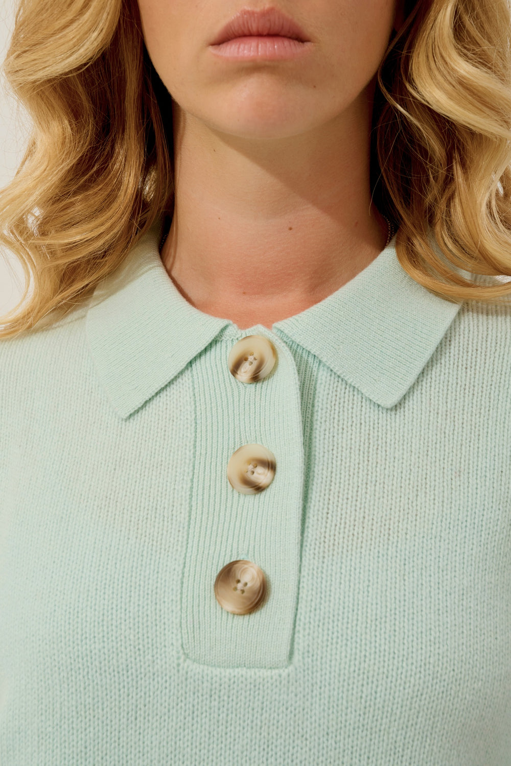 ELA polo 6 fils vert lagon 100% cachemire