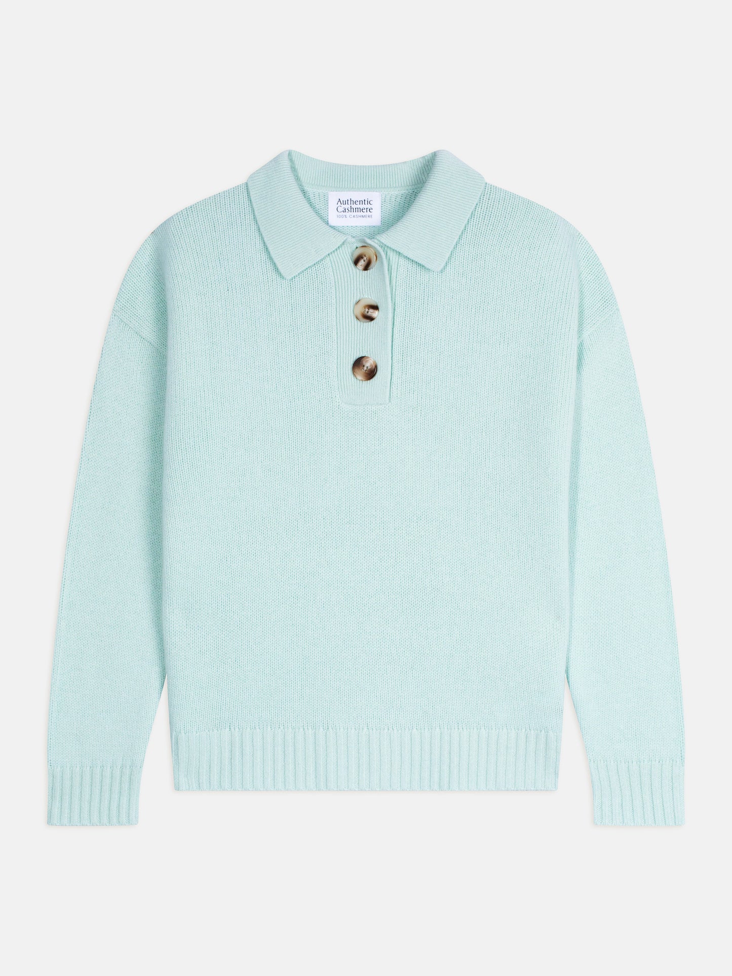 ELA polo 6 fils vert lagon 100% cachemire