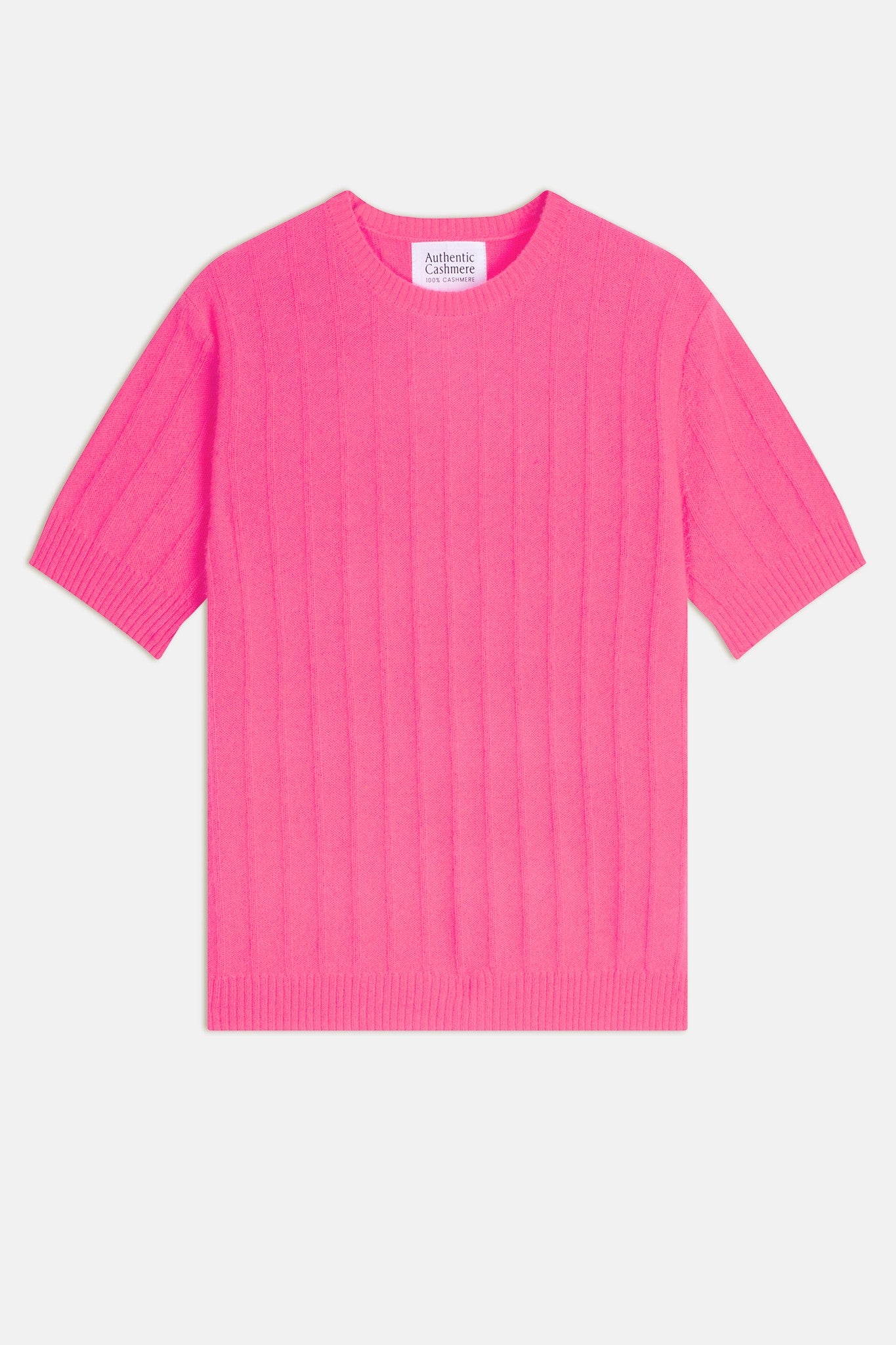 elira t-shirt col rond rose fluo 100% cachemire