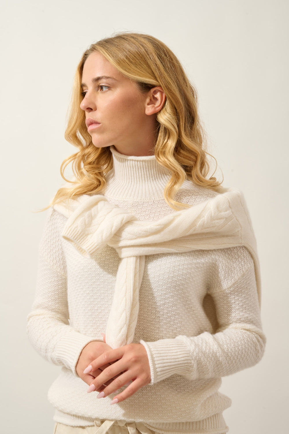 elodie pull col mantant 6 fils neige 100% cachemire