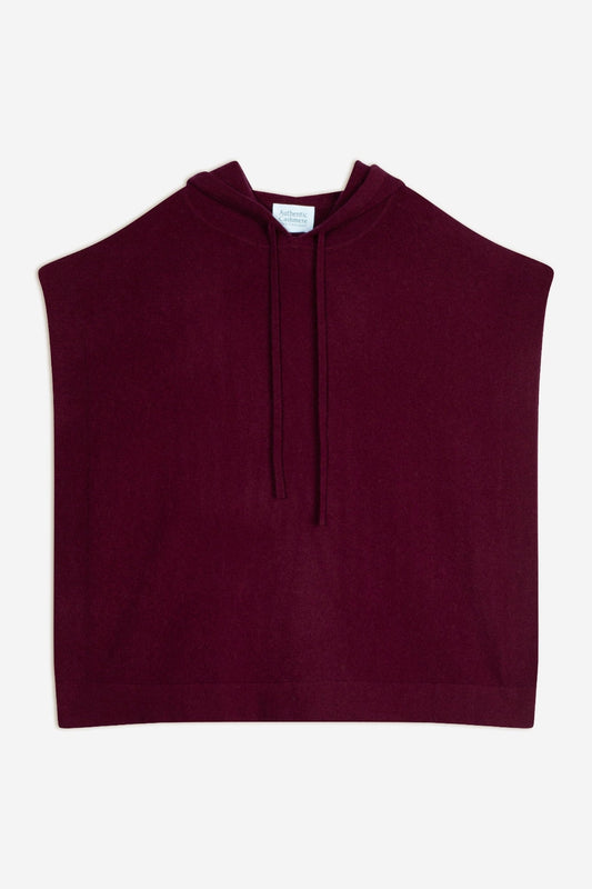elsa poncho capuche bordeaux 100% cachemire
