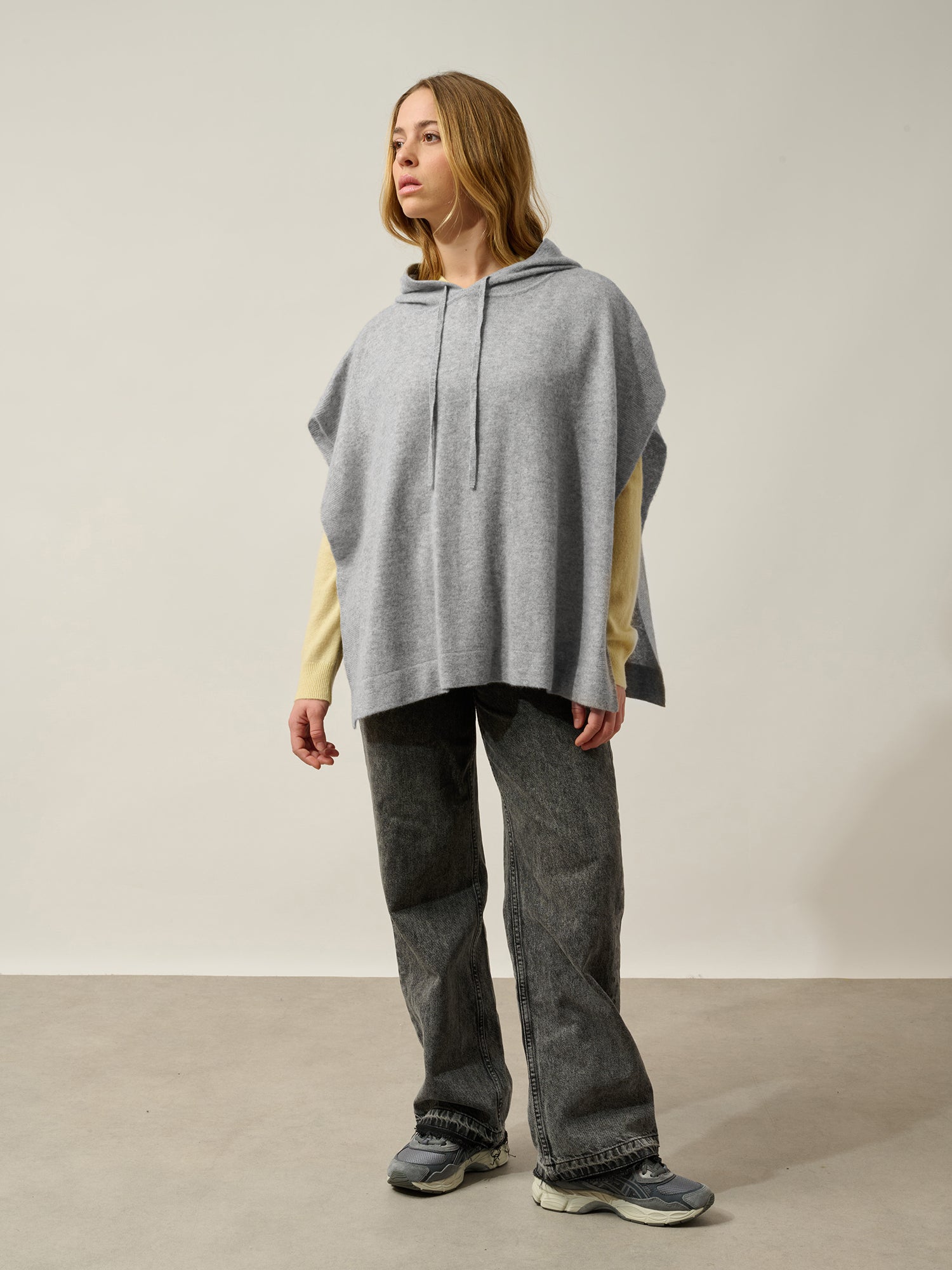 ELSA poncho capuche nuage chiné 100% cachemire