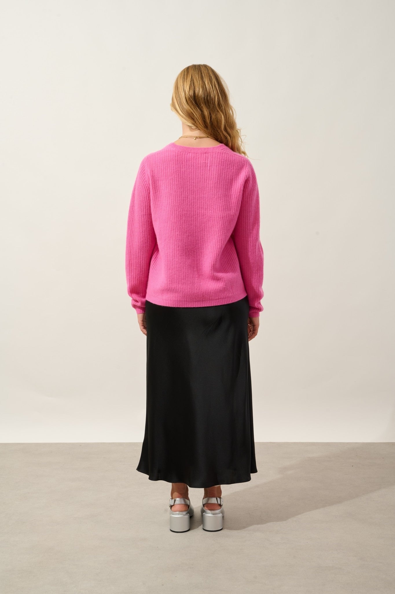 elvaris pull col v 4 fils rose 100% cachemire