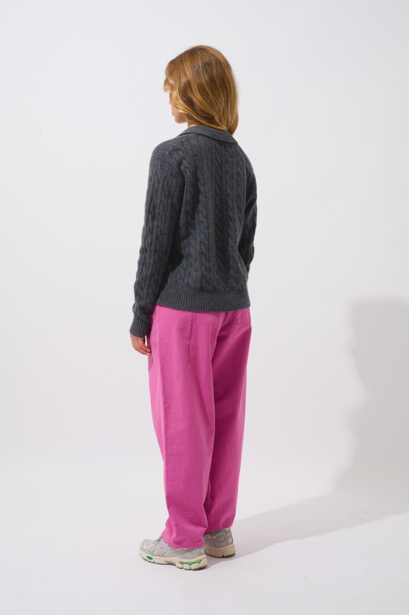 elysandra pull col polo ouvert 4 fils anthracite chiné 100% cachemire