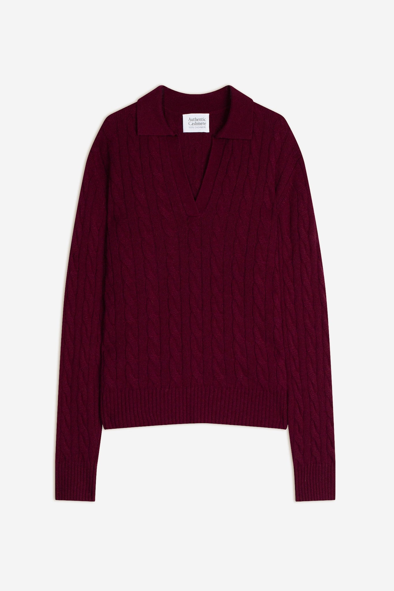 elysandra pull col polo ouvert 4 fils bordeaux 100% cachemire