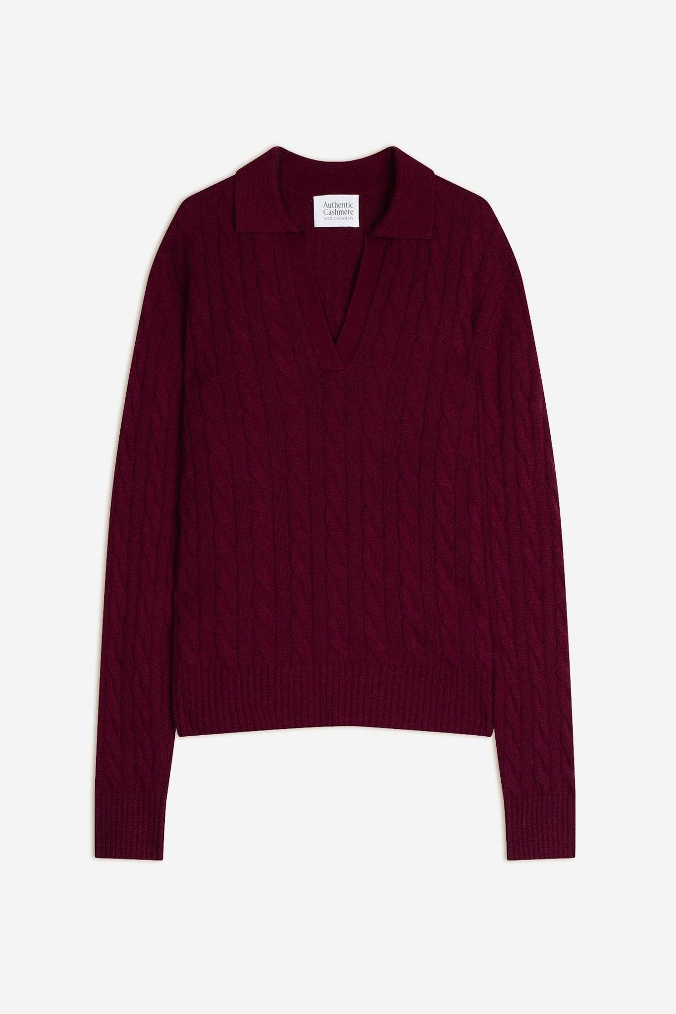 elysandra pull col polo ouvert 4 fils bordeaux 100% cachemire