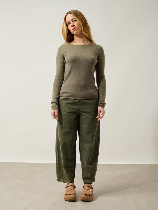 EPÉNA pull col rond army 100% cachemire