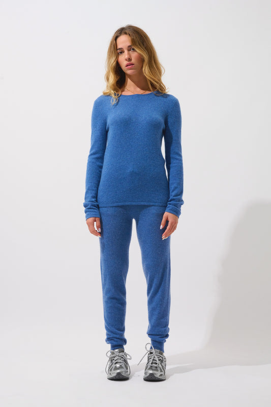 EPÉNA Pullover mit Rundhalsausschnitt in Denimblau aus 100% Kaschmir