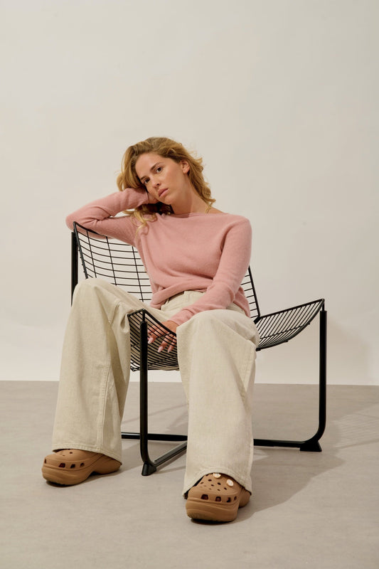 EPÉNA rosewood round-neck sweater 100% cashmere