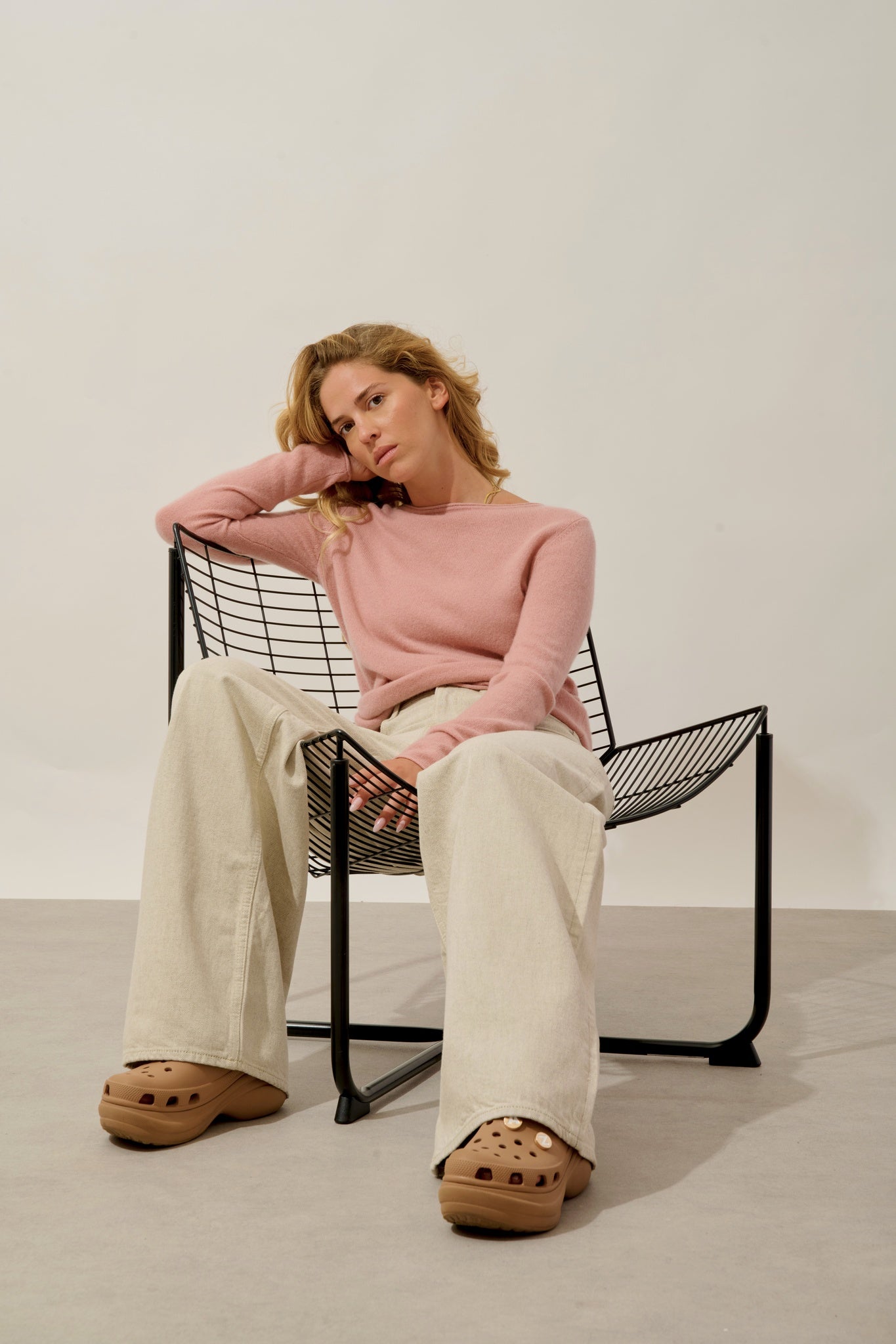 EPÉNA pull col rond bois de rose 100% cachemire