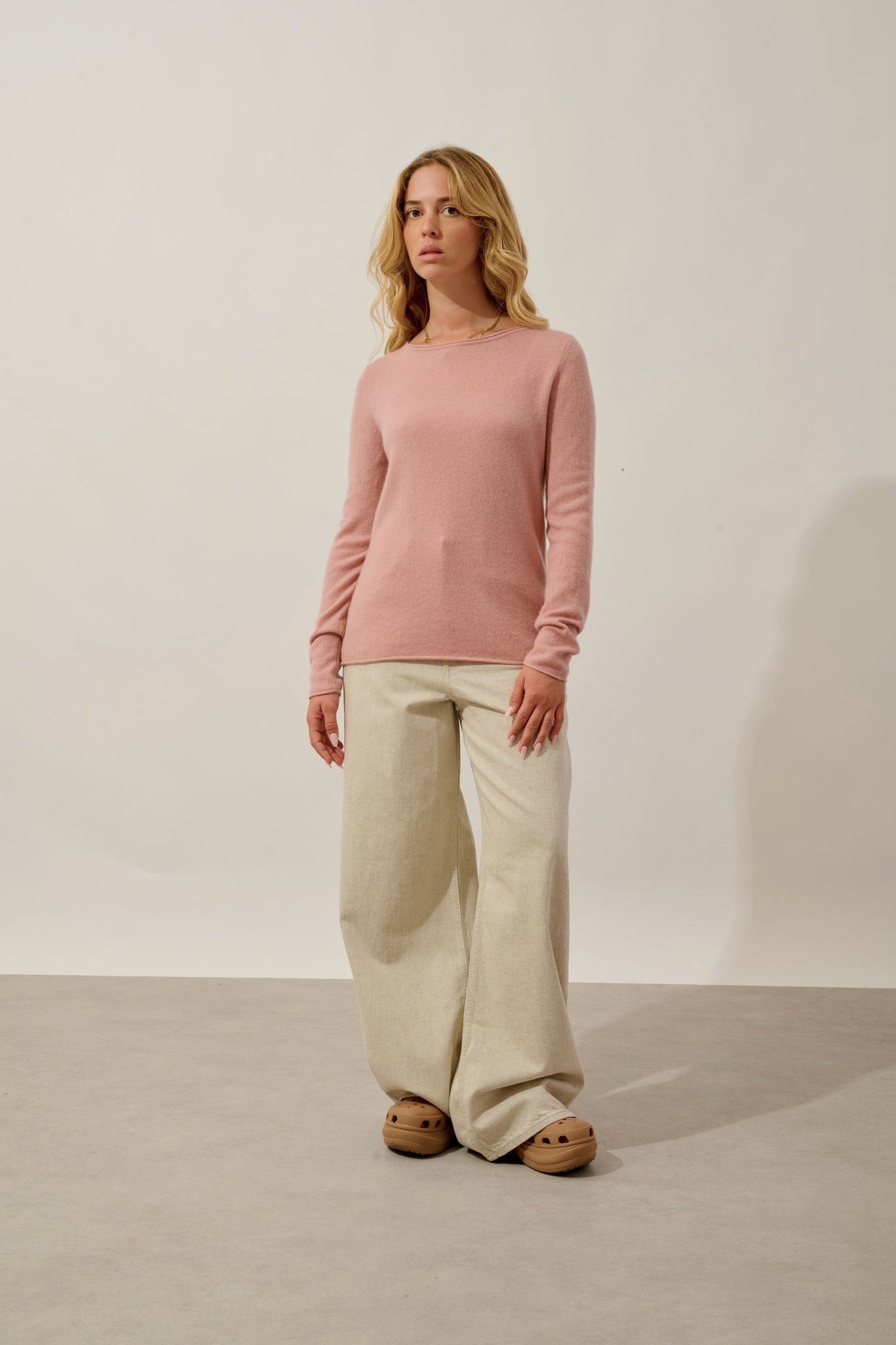 EPÉNA pull col rond bois de rose 100% cachemire