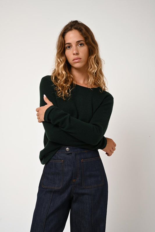 EPÉNA cypress round-neck sweater 100% cashmere