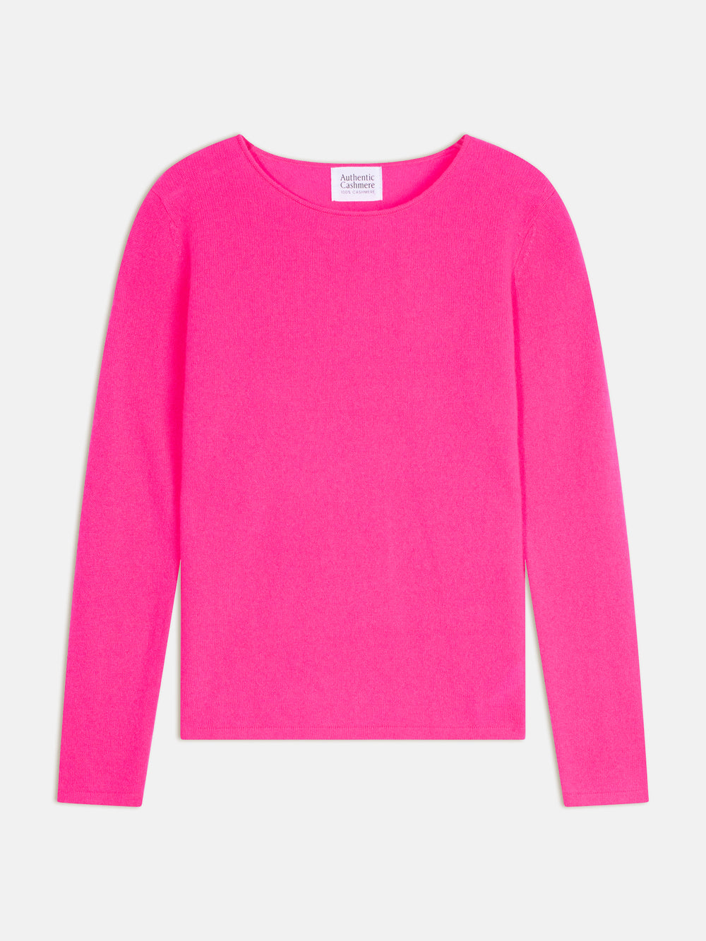 EPÉNA pull col rond flamand rose fluo 100% cachemire