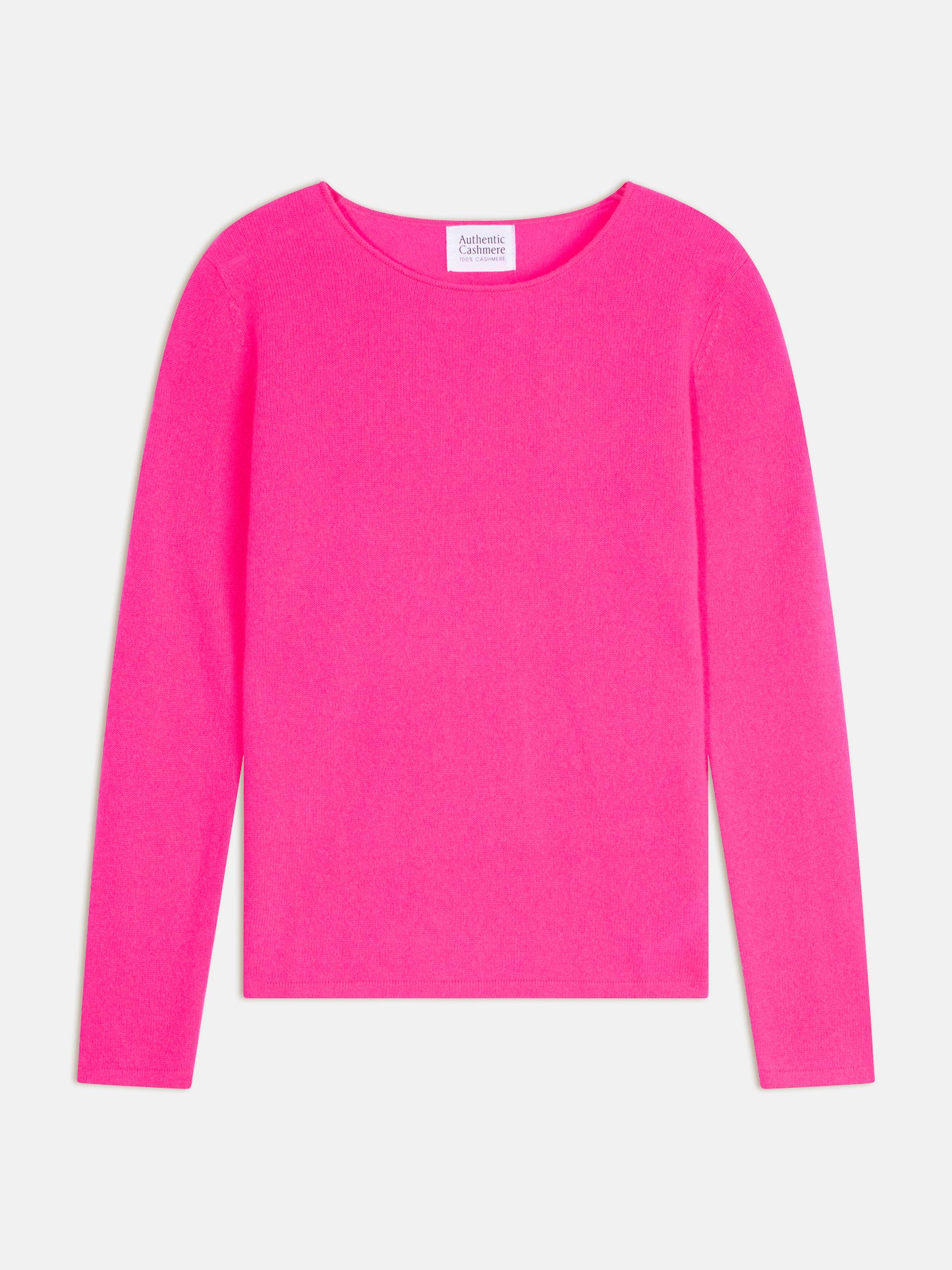EPÉNA pull col rond flamand rose fluo 100% cachemire