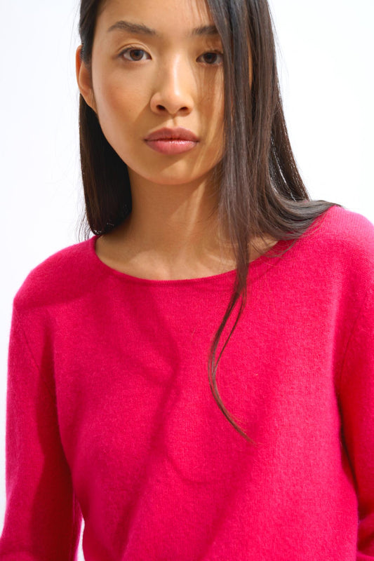 EPÉNA round-neck sweater fuchsia 100% cashmere