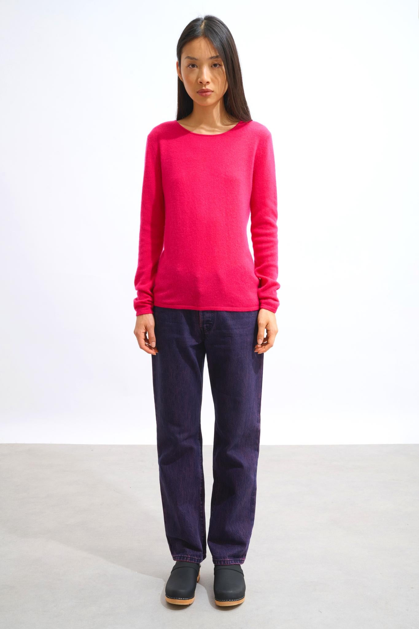 EPÉNA round-neck sweater fuchsia 100% cashmere