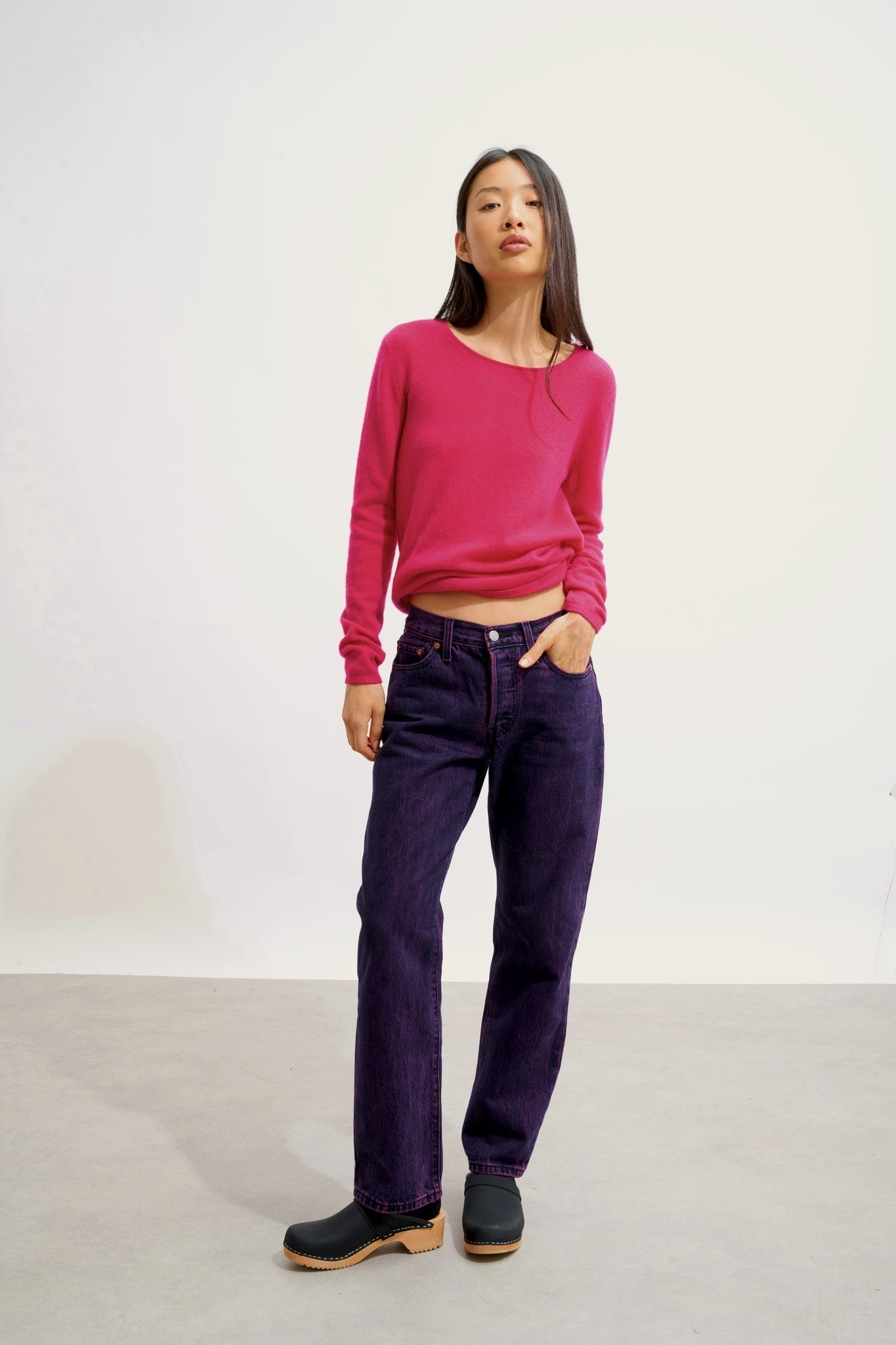 EPÉNA Pullover mit Rundhalsausschnitt fuchsia 100% Kaschmir