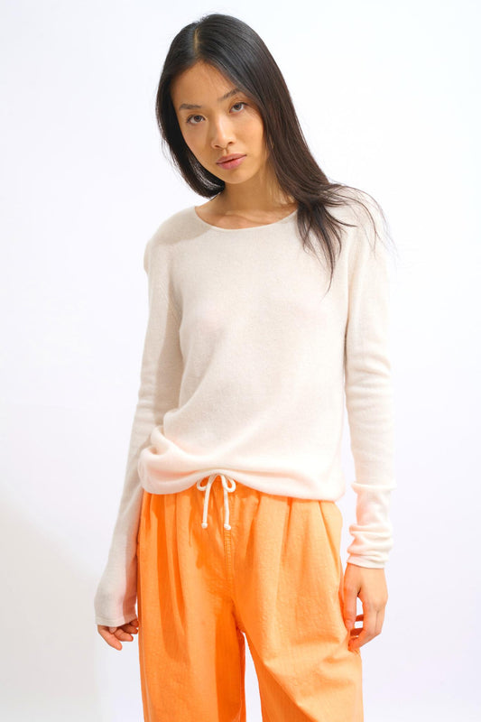 EPÉNA ivory round-neck sweater 100% cashmere