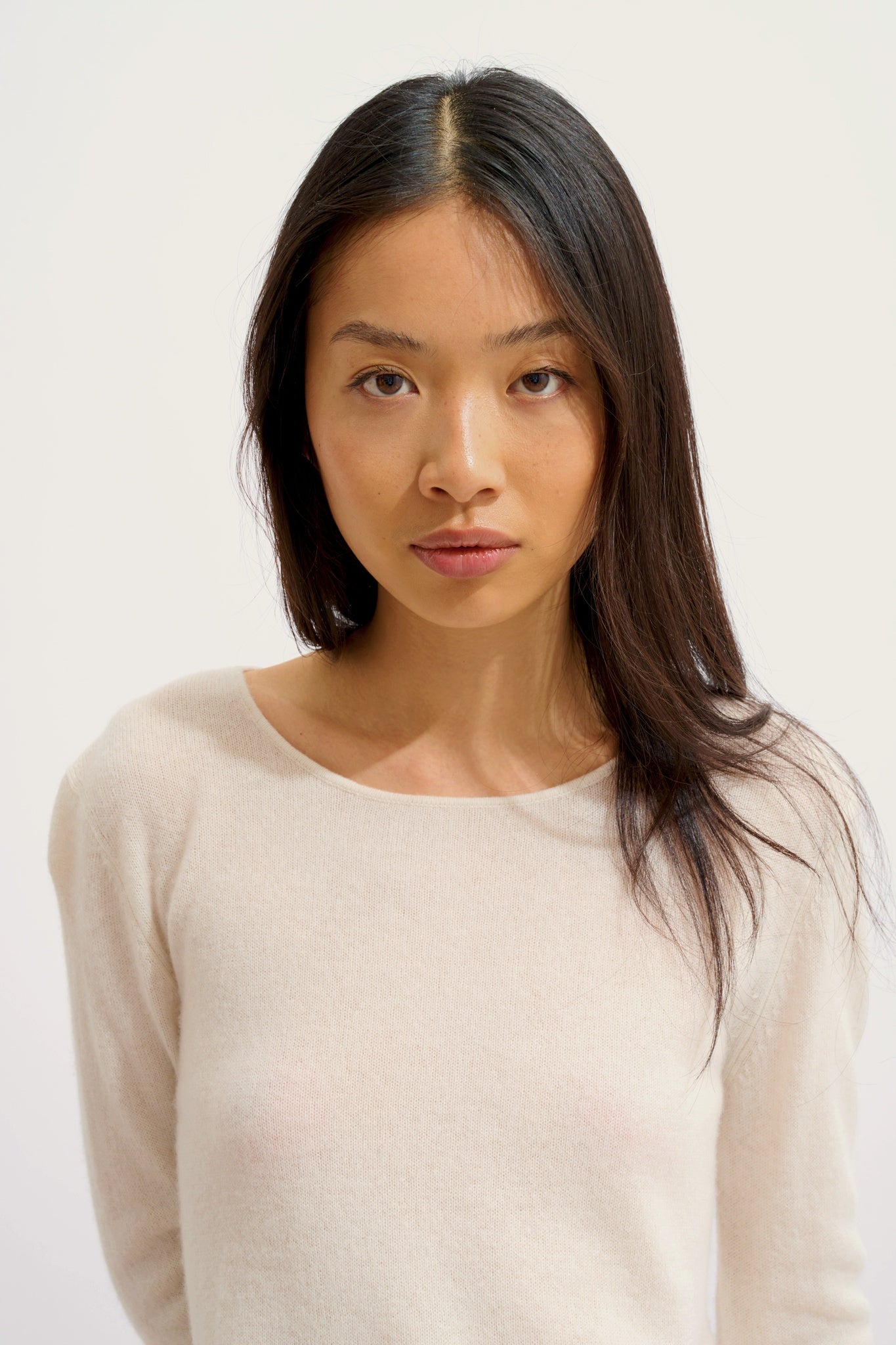 EPÉNA Elfenbein Rundhalspullover 100% Kaschmir