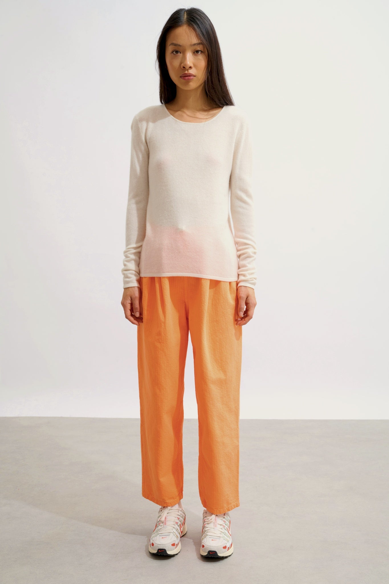 EPÉNA Elfenbein Rundhalspullover 100% Kaschmir