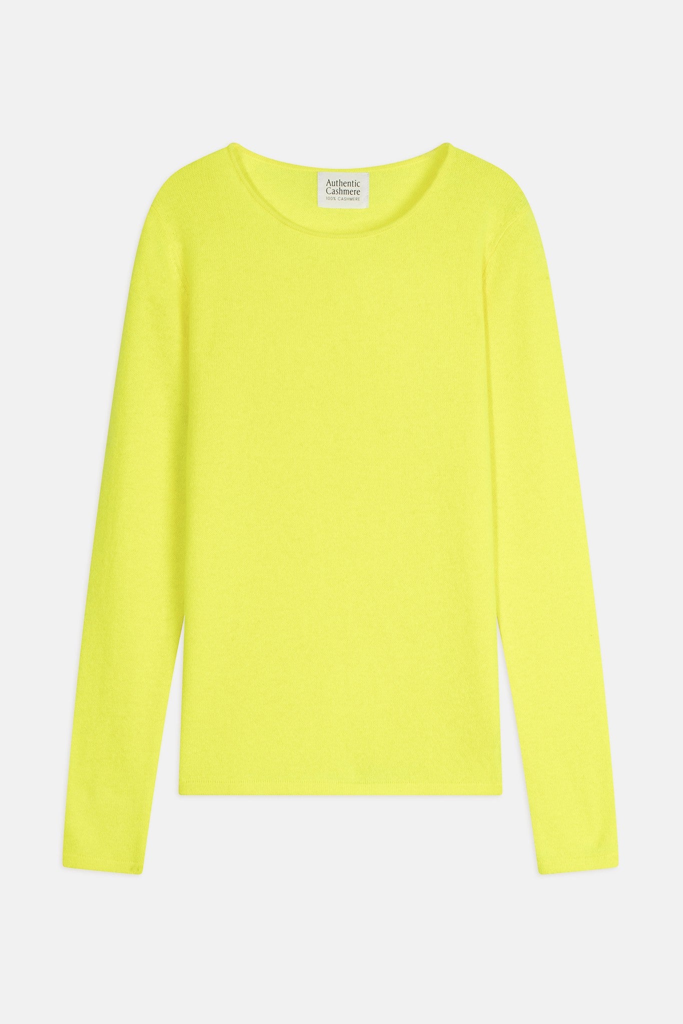 epéna pull col rond jaune fluo 100% cachemire