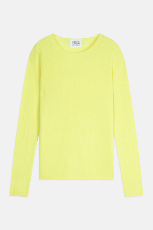 epéna pull col rond limonade fluo 100% cachemire
