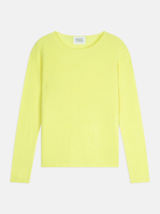 epéna pull col rond limonade fluo 100% cachemire