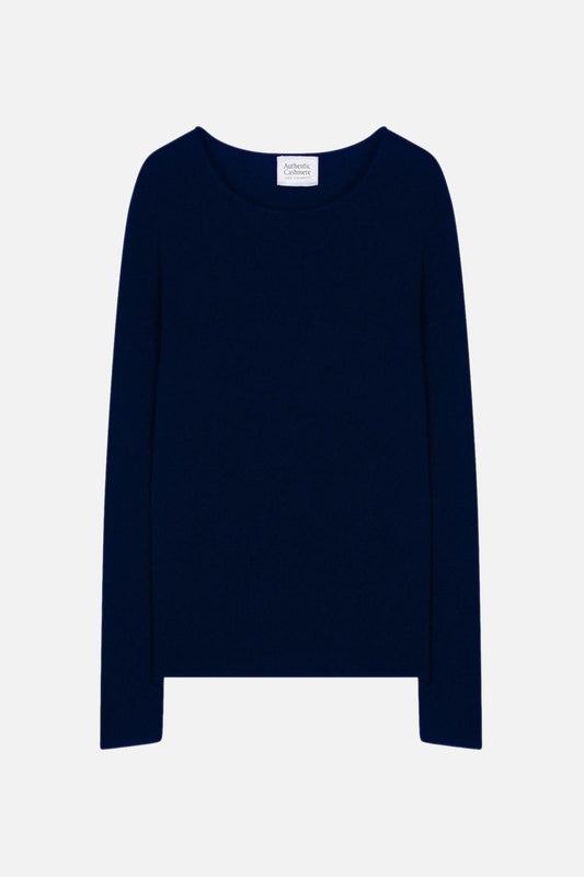 EPÉNA navy 100% cashmere round-neck sweater