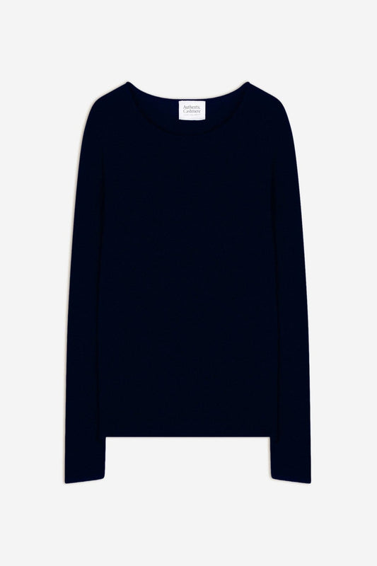epéna pull col rond navy 100% cachemire