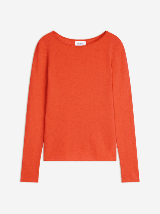 EPÉNA orange round-neck sweater 100% cashmere