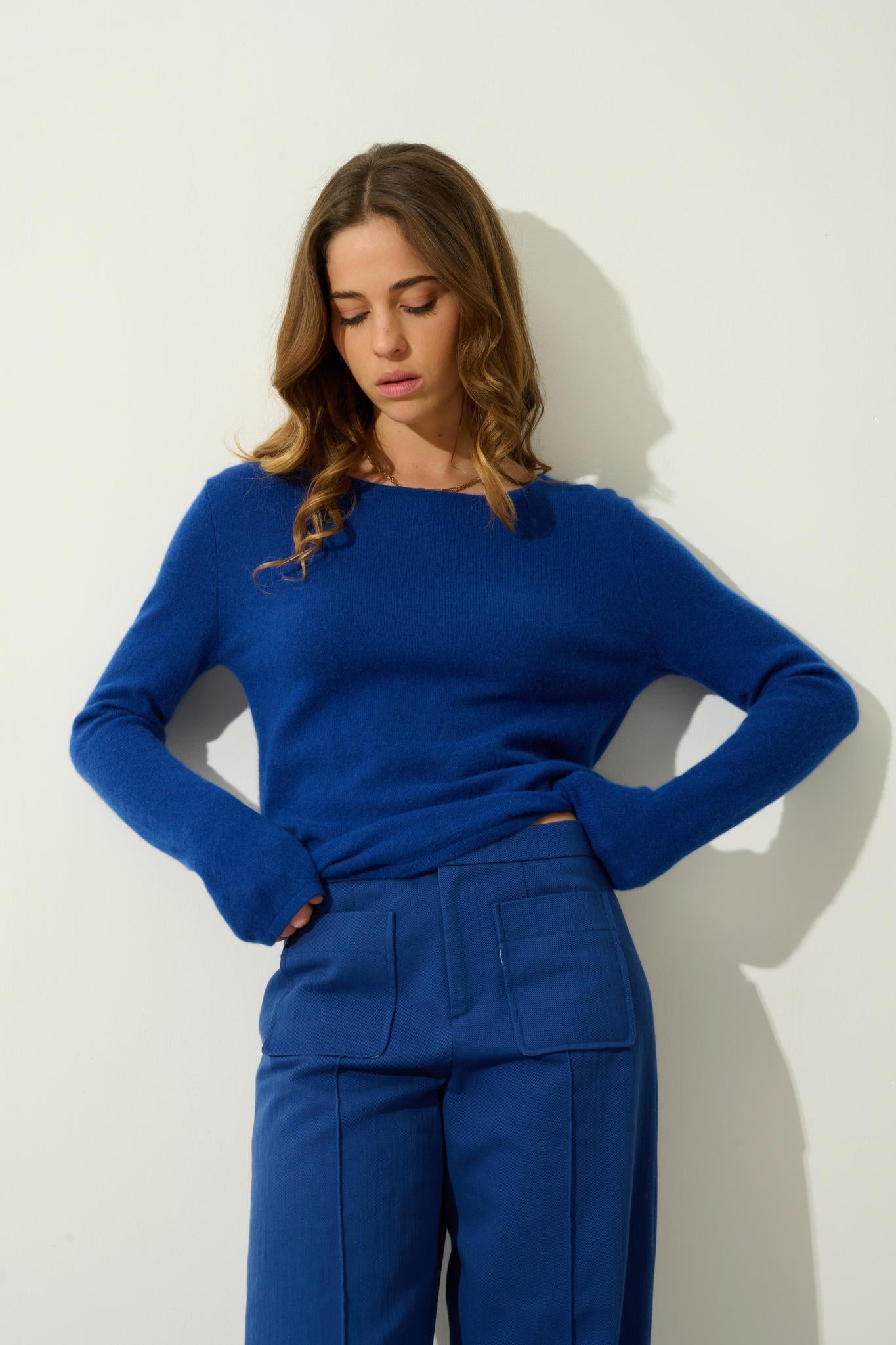 EPÉNA pull col rond outremer 100% cachemire