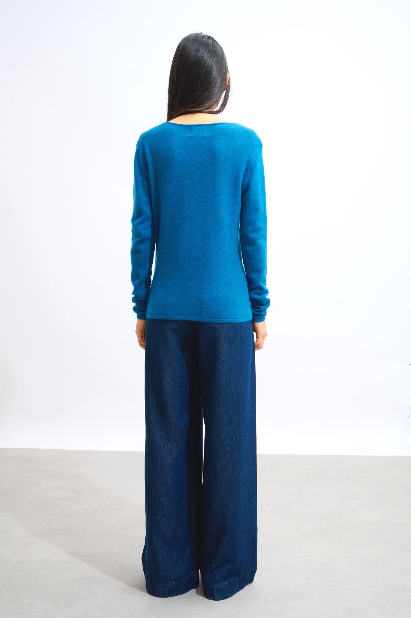 EPÉNA Pullover mit Rundhalsausschnitt Pfau 100% Kaschmir