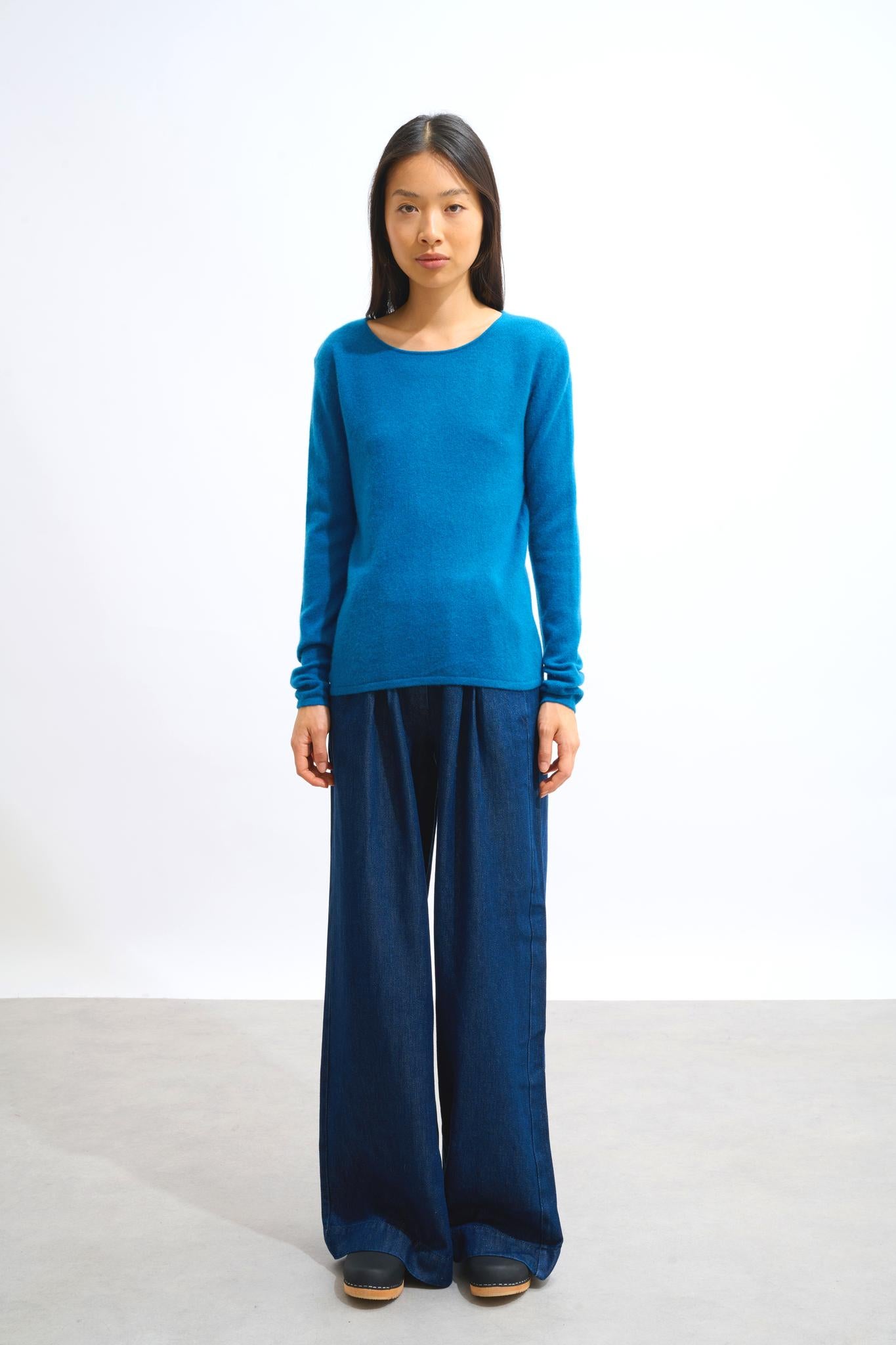 EPÉNA Pullover mit Rundhalsausschnitt Pfau 100% Kaschmir