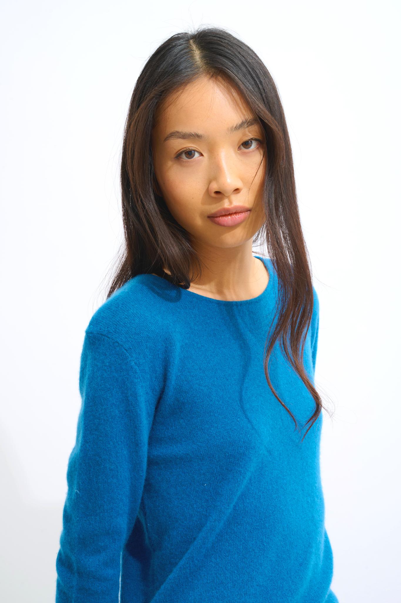 EPÉNA Pullover mit Rundhalsausschnitt Pfau 100% Kaschmir