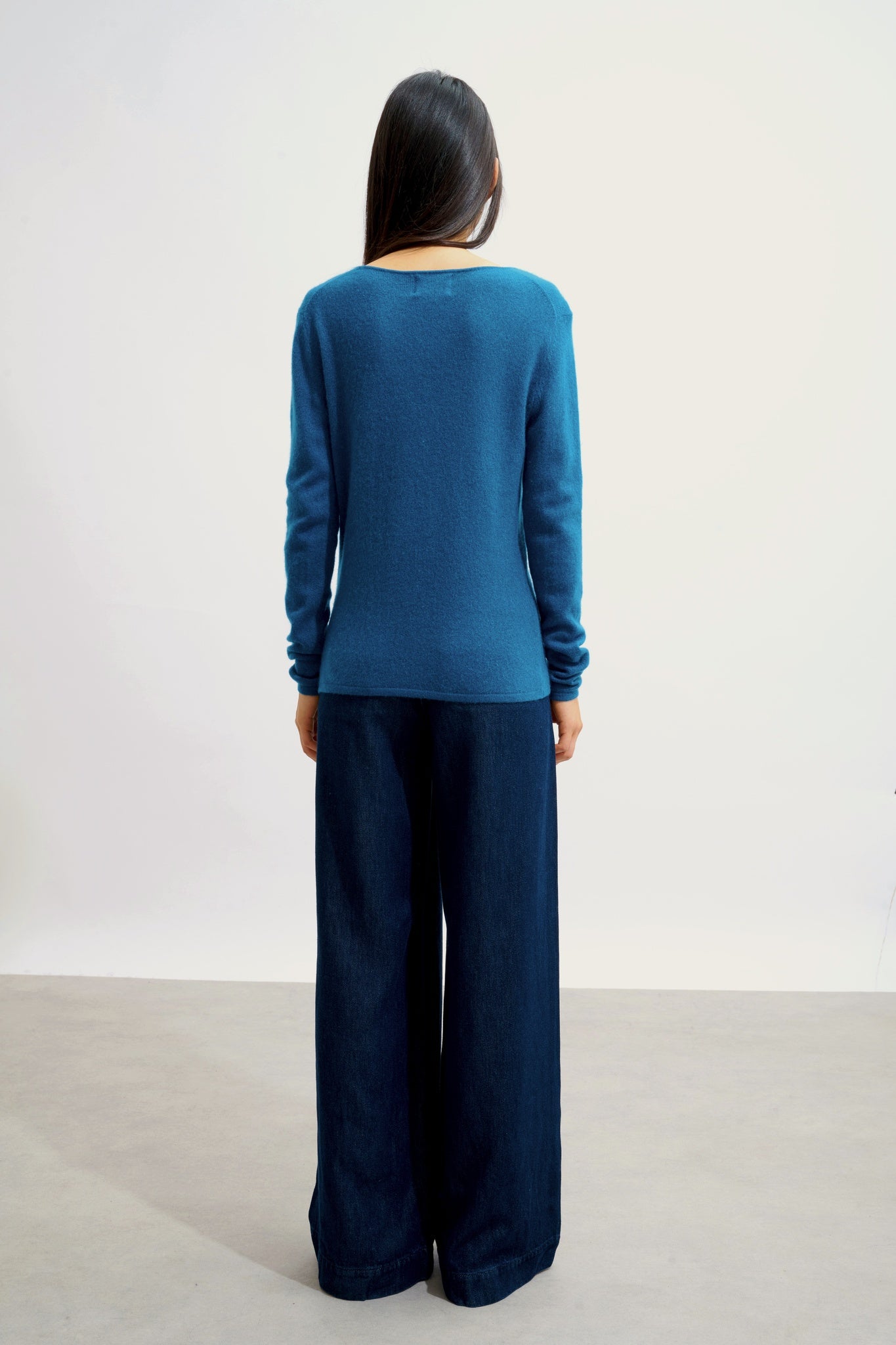 EPÉNA Pullover mit Rundhalsausschnitt Pfau 100% Kaschmir