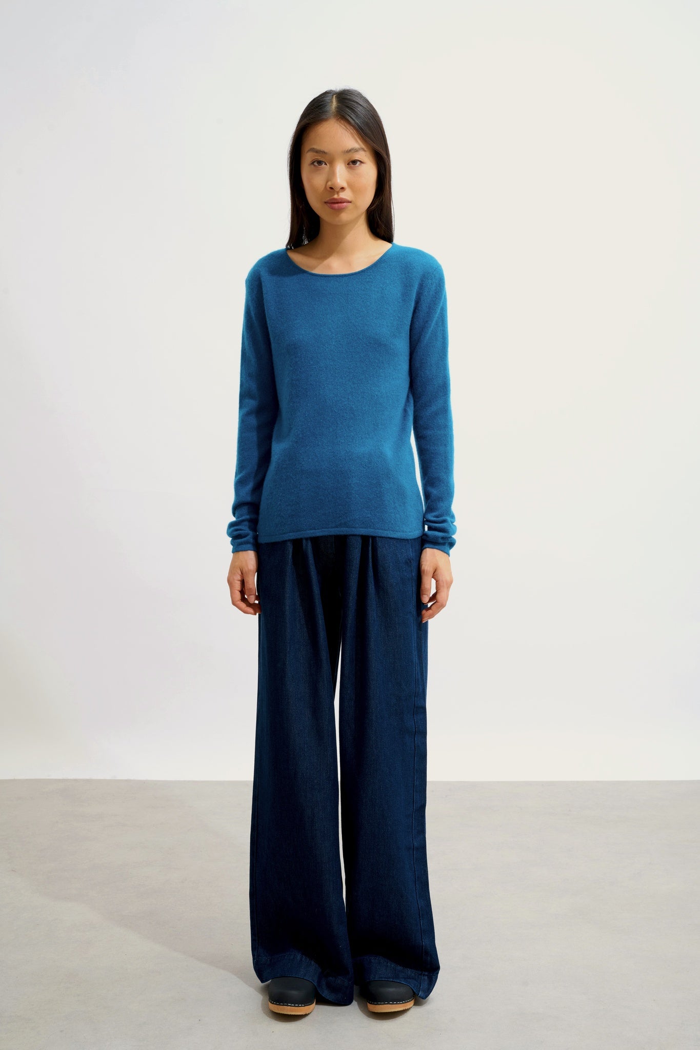 EPÉNA Pullover mit Rundhalsausschnitt Pfau 100% Kaschmir