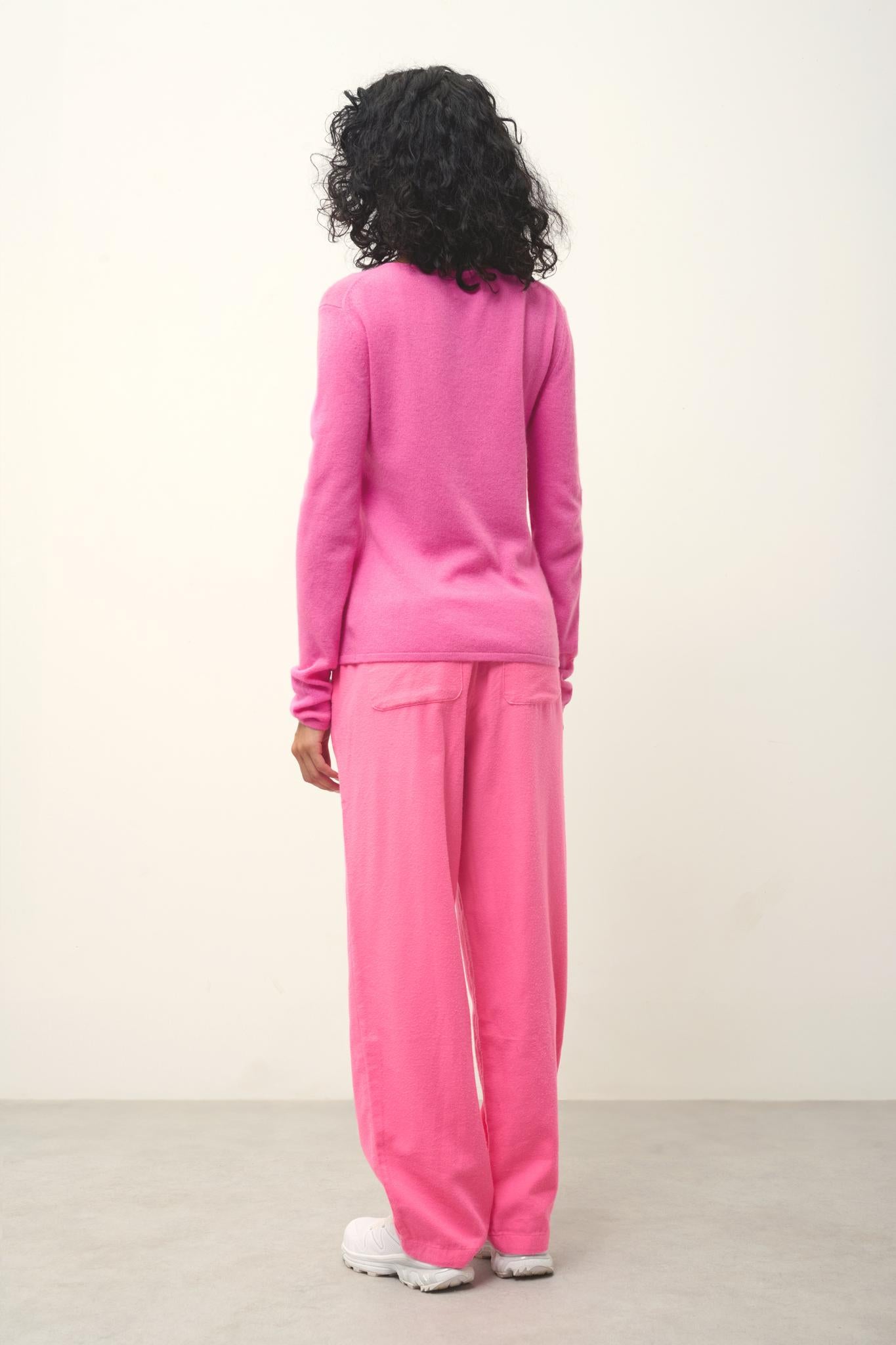 EPÉNA pull col rond rose 100% cachemire