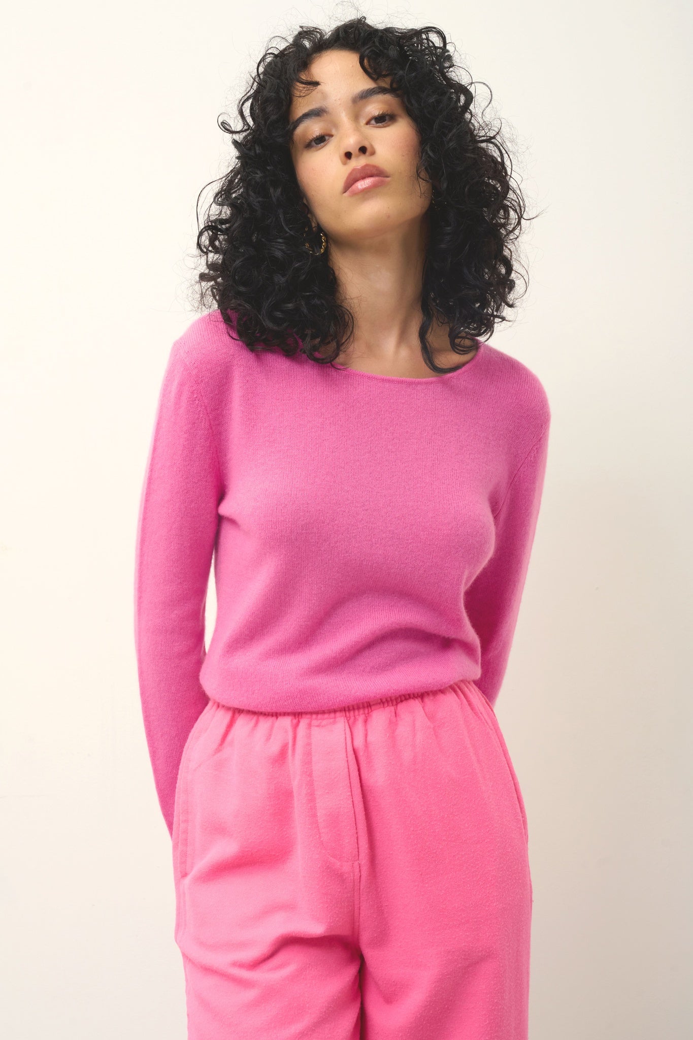 EPÉNA Pullover mit Rundhalsausschnitt rosa 100% Kaschmir