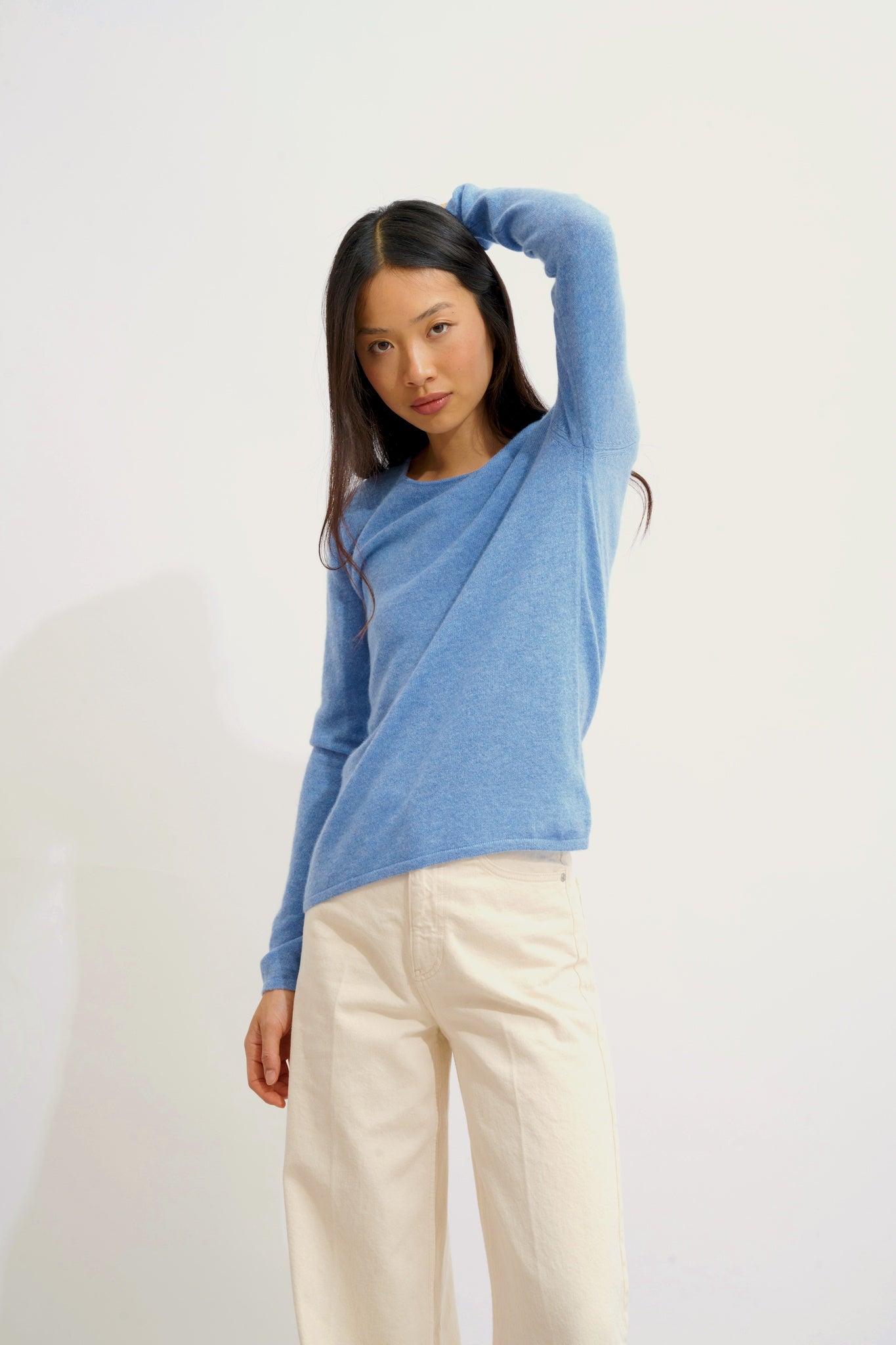 EPÉNA pull col rond sky 100% cachemire