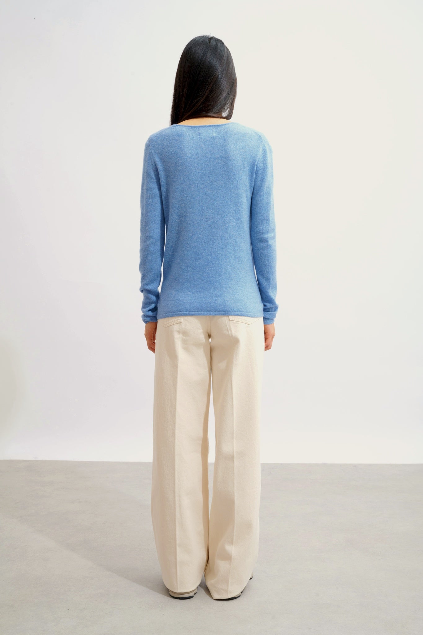 EPÉNA pull col rond sky 100% cachemire