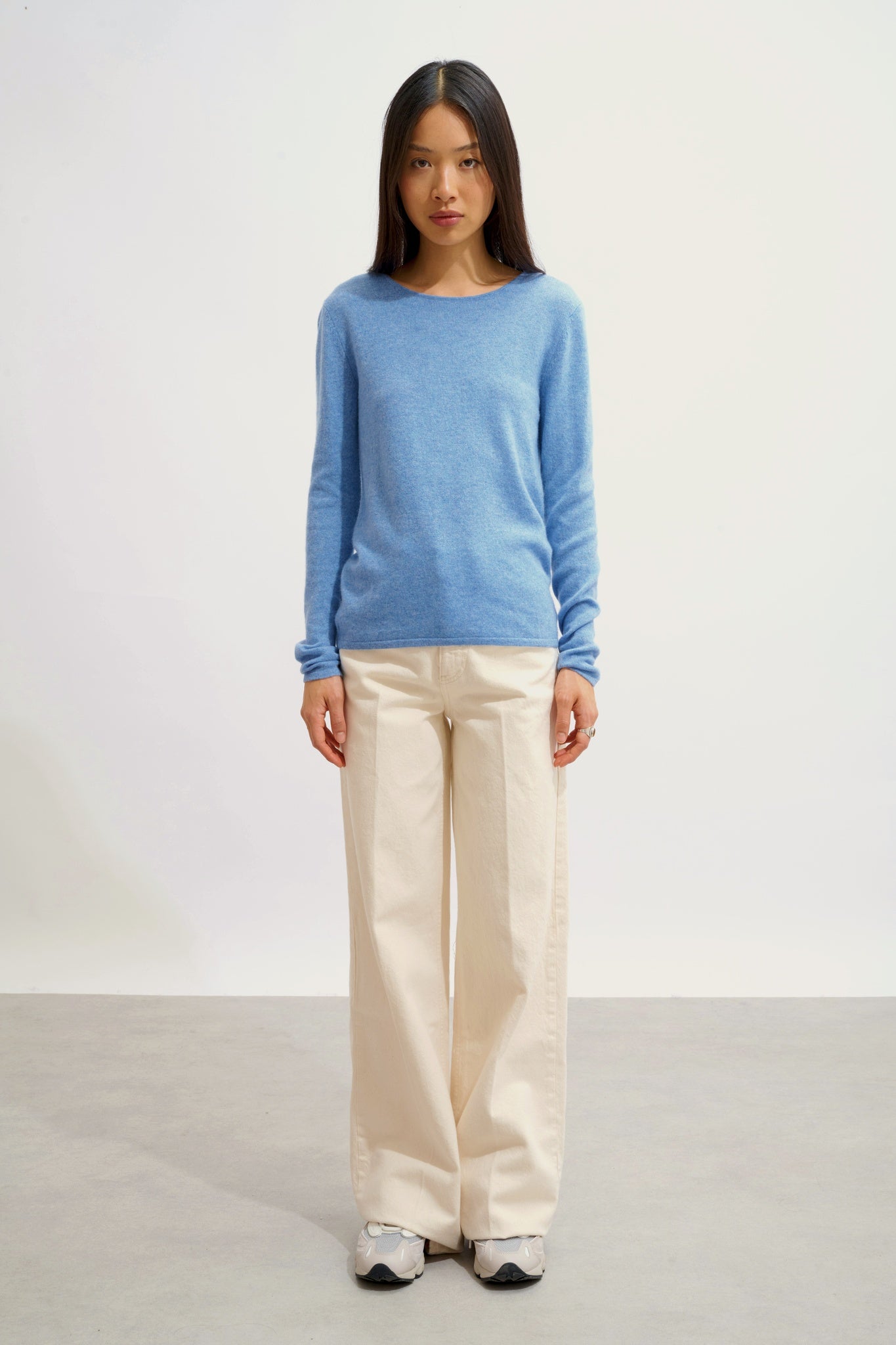 EPÉNA pull col rond sky 100% cachemire