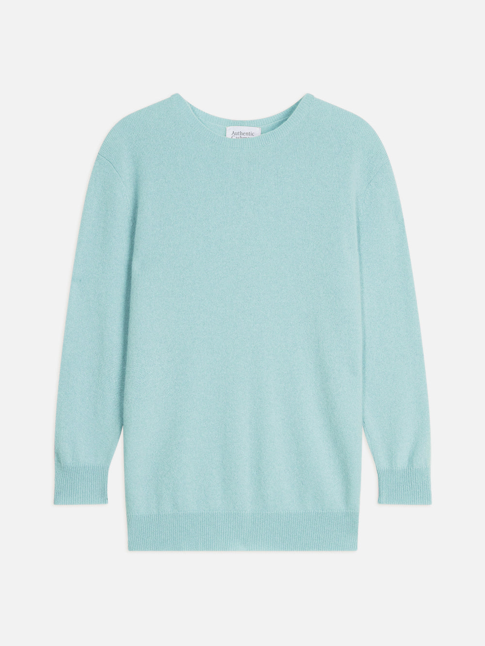 ESTARIS round-neck button-down sweater aqua 100% cashmere