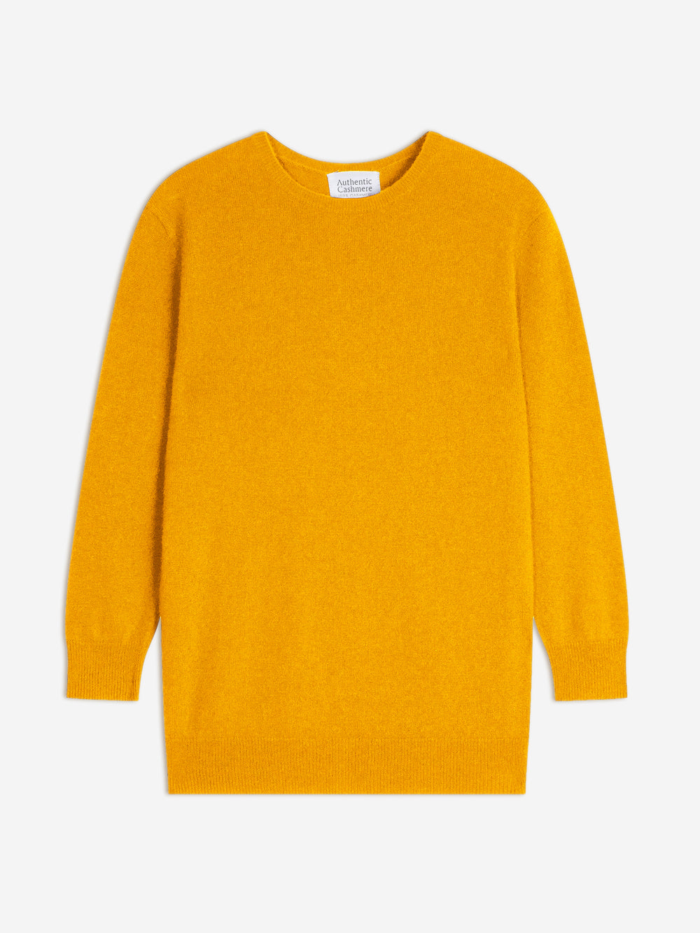 ESTARIS pull col rond boutonné dos curcuma 100% cachemire